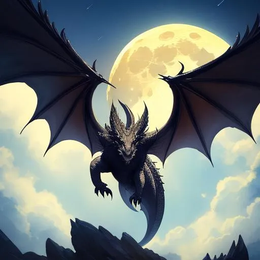 Prompt: a dragon flying in front of the moon, perfect composition, hyperrealistic, super detailed, 8k, high quality, trending art, trending on artstation, sharp focus, studio photo, intricate details, highly detailed, by greg rutkowski, illustration, watercolor