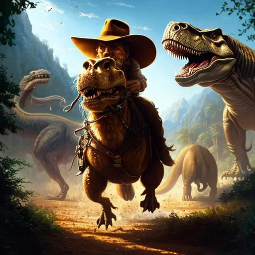 Prompt: ultra realistic illustration, Harrison Ford Indiana Jones being chased by a T-Rex, intricate, highly accurate Harrison Ford face, elegant, highly detailed, digital painting, artstation, concept art, smooth, sharp focus, illustration, art by artgerm and greg rutkowski and drew struzan