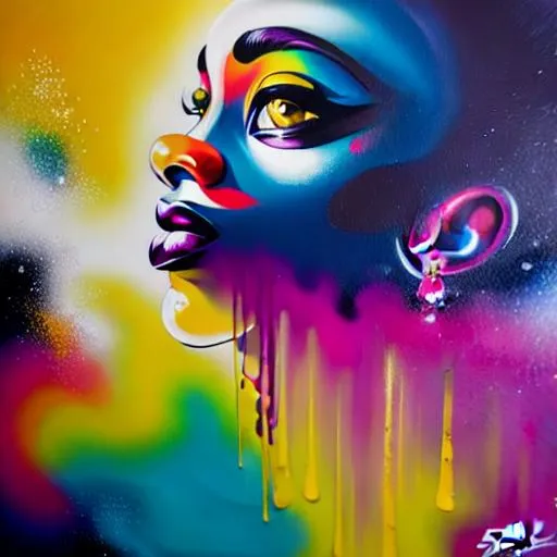 Flower Siren graffiti art, splash art, street art, s...