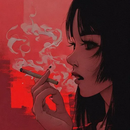 Prompt: Yoshita kaamono style art, fresh colors, smoking