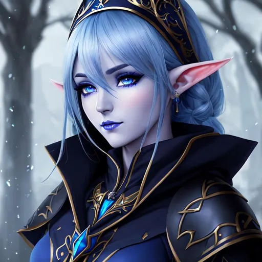 half body portrait, female , elf, cleric, drow, dark... | OpenArt