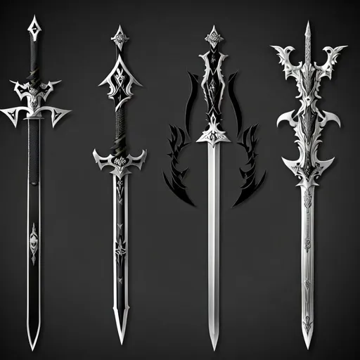 Prompt: Black and gray swords