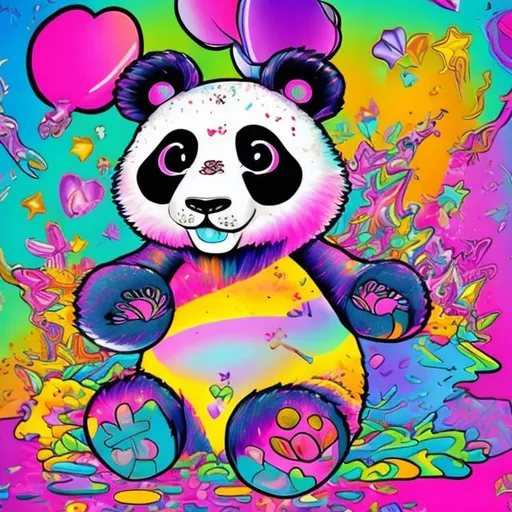 Prompt: Lisa frank style of panda bear