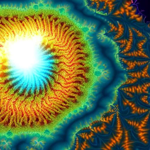 Prompt: mandelbrot sunshine glowing sunrays of love