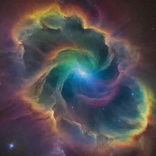 Prompt: A very detailed rainbow nebula