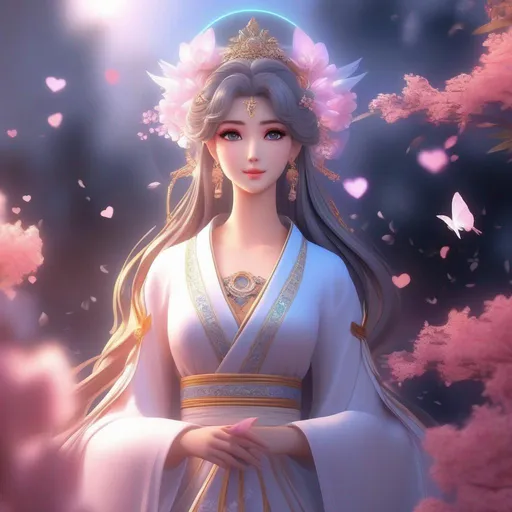 Prompt: 3d anime woman goddess of love and beautiful pretty art 4k full HD