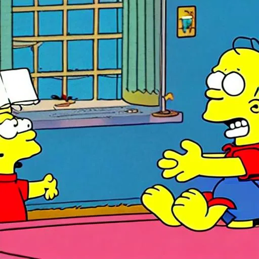 Prompt: homer simpson in a feud with Dilbert in Charlie Brown's living room