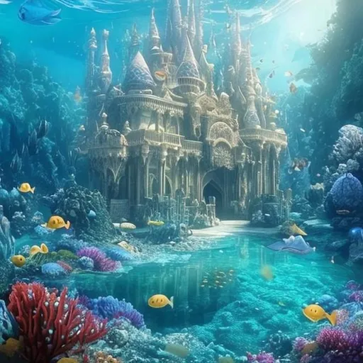 Prompt: A beautiful royal fictional place under sea
