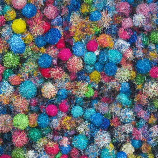 Prompt: bolloon on the ground, flashy colors