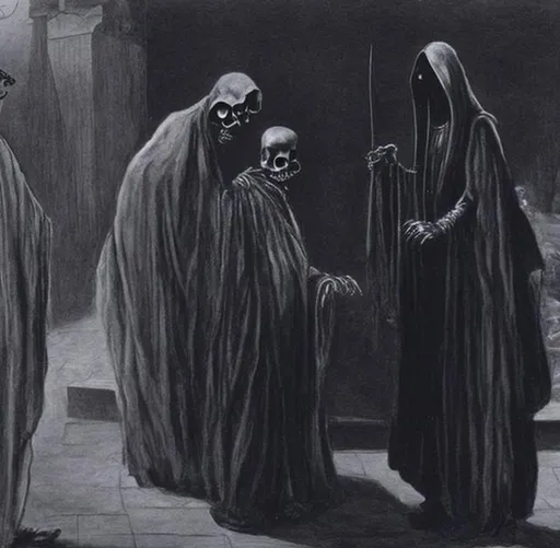 Prompt: Grim reaper speaking to a man