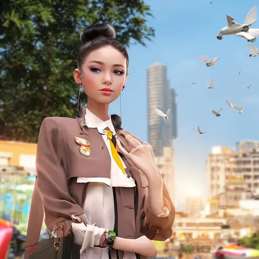 Prompt: regenerate girl in this image on different background and different fashion accessories, working on paddi fields, working in office, working as stewardess, working as model catwalking