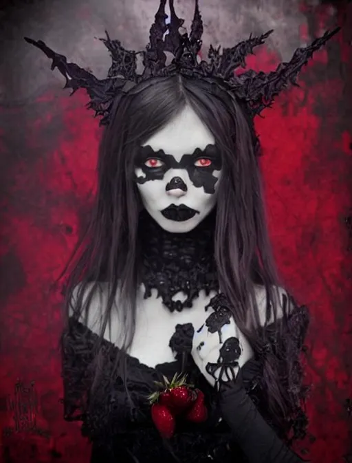 Prompt: gothic strawberries blood