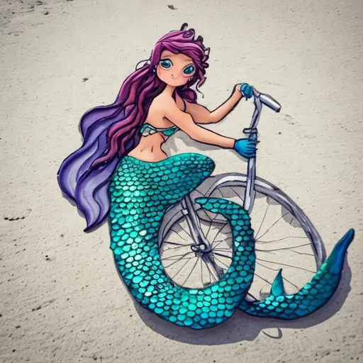 Prompt: mermaid on a bike
