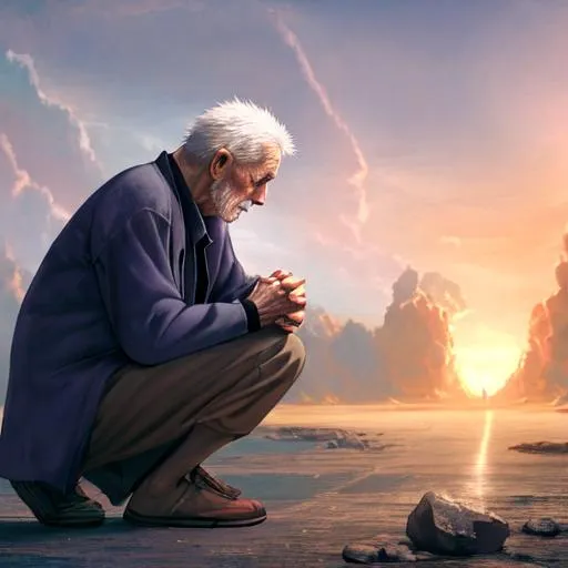 God contemplating why he created humans | OpenArt