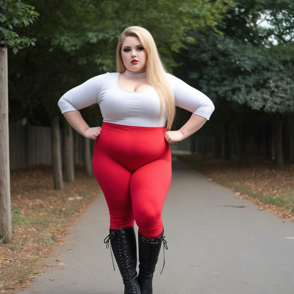 Obese bbw plain round faced female leggings leotard...