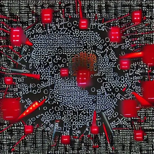 Prompt: "Create a piece of art that visualizes the concept of a computer virus in the context of cybersecurity. The artwork should convey the idea of a virus spreading through a network, infecting machines and causing chaos. The virus should be depicted as an abstract or surreal form, with intricate details that suggest its complexity and sophistication. The background should be dark and ominous, with shadows and highlights that suggest the danger lurking in the network. The colors should be muted, with shades of gray, black, and white dominating the composition. The artwork should evoke a sense of unease and tension, while also capturing the beauty and complexity of the virus as a piece of technology. Your goal is to create an image that conveys the power and threat of the virus, while also showcasing the creative potential of AI-generated art."