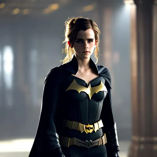 Prompt: emma watson as batman super hot 
