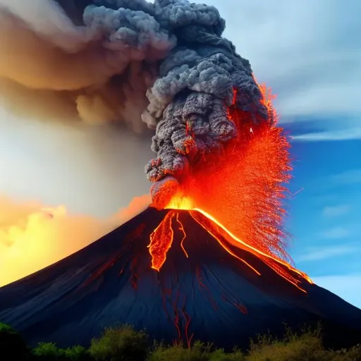 Prompt: an erupting volcano