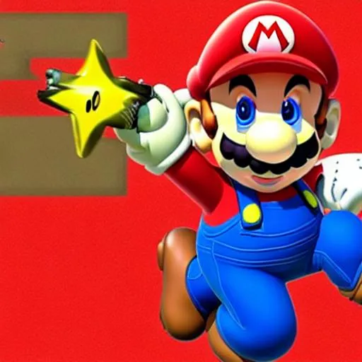 Prompt: Mario with a gun