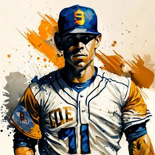 a baseball player hitting a basball with a lot of pr... | OpenArt