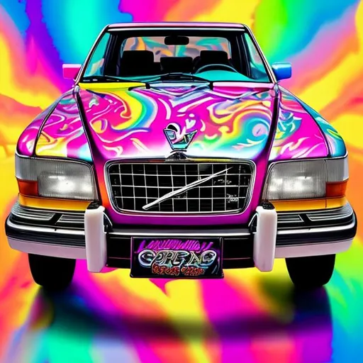 Lisa Frank style Volvo e244 car