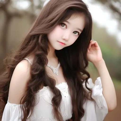 Prompt: Cute girls long hair white dress high quality 