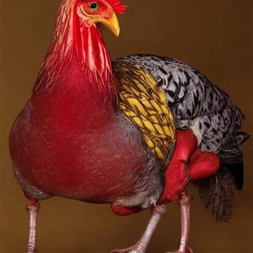 Prompt: Grey Chicken in Yellow Evil Eyes. 5 am on a Thursday.