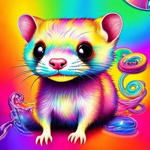 Prompt: Ferret in the style of Lisa frank