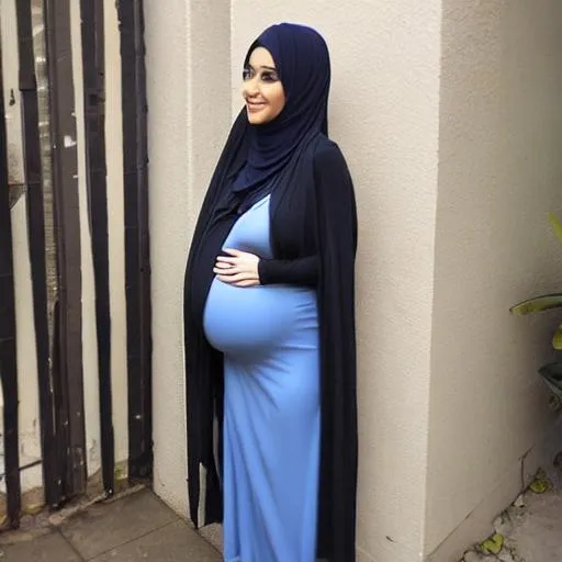 Prompt: Pregnant tall hijab 