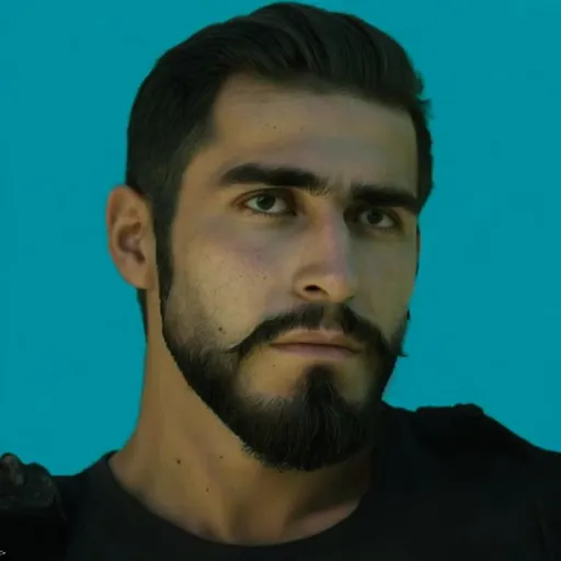 Prompt: A bearded Spanish guy with an army cut hair style