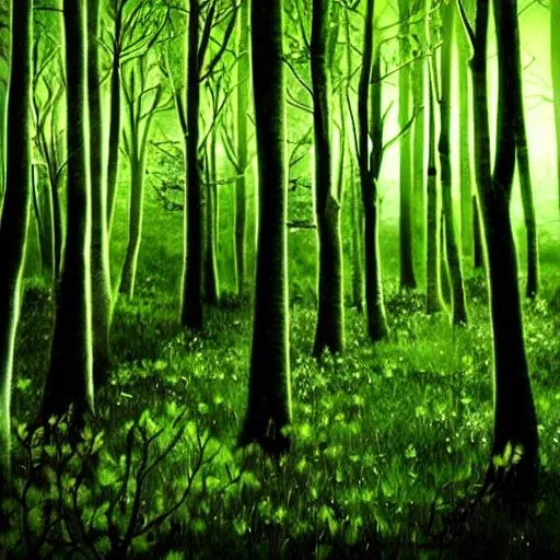 A realistic dim lit forest.