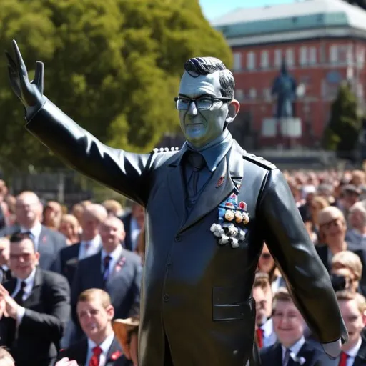 Prompt: Daniel Andrews Victorian premier statue doing a nazi salute