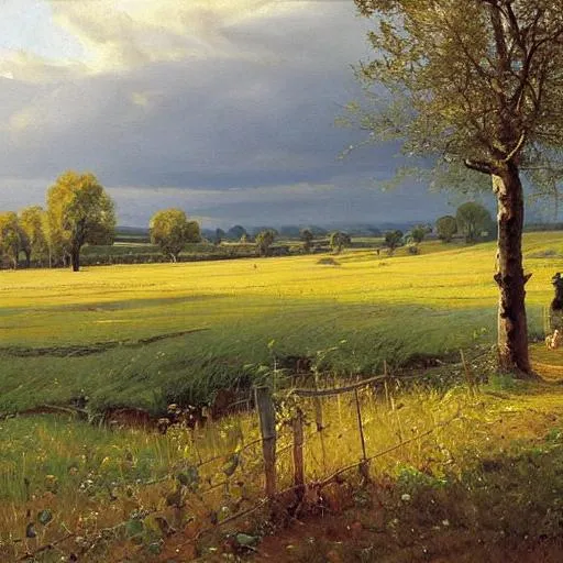 Prompt: Open field, landscape by peder mork monsted, detailed, no buildings, no people, no animals
