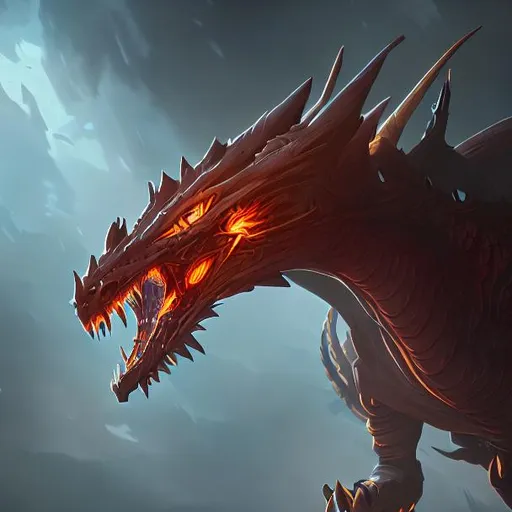 Prompt: dragon with fire in mouth, moody background, vibrant, detailed