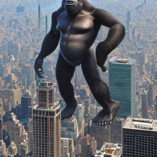 Prompt: Portrait of a sad king kong on the empire state building, perfect composition, cinematic, Filmic, 5D, 32k, Ray Traced, RTX, Post-Production, insanely detailed and intricate, hypermaximalist, elegant, ornate, hyper realistic, super detailed, modern, Disgusting, organism ,bio,captialism, no human,starcraft,photo realistic, octain render, Extreme detailed, photo-bash, 8k, post-production, masterpiece, deepdark blue and neon pink background, colorful,