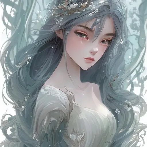 Prompt: Character Design: Design an elegant and captivating female character with an anime-inspired aesthetic. Emphasize delicate features, expressive eyes, and flowing hair. Feel free to incorporate fantasy elements like wings, floral accessories, or other subtle hints of magic.
Natural Setting: Choose a serene and enchanting natural environment for the girl to inhabit. It could be a lush forest glade, a serene lakeside, a magical waterfall, or any other setting that complements the character's ethereal beauty. Focus on creating a peaceful atmosphere with gentle lighting and soft colors.
Composition: Compose the artwork to highlight the character as the central focal point. Use framing techniques like overhanging branches, surrounding flowers, or cascading water to draw attention to the girl. Consider incorporating elements of symmetry or asymmetry to add visual interest.
Mood and Colors: Aim for a calm and tranquil mood. Utilize a color palette dominated by pastel shades, such as soft blues, gentle pinks, or soothing greens. Introduce subtle gradients and lighting effects to enhance the dreamlike atmosphere.
Style and Artistic Approach: Experiment with different art styles such as traditional anime, soft watercolors, or detailed digital illustrations. Choose a style that best suits your artistic preferences and showcases the character's ethereal beauty.