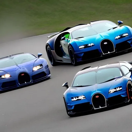 Prompt: a Bugatti racing a Lamborghini at high speed 
 