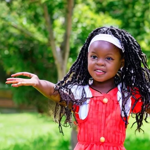 Prompt: Black school girl playing outside 