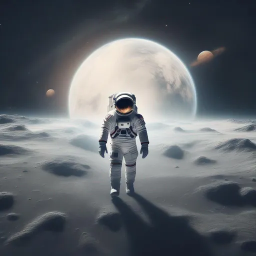 Prompt: Alone astronaut roaming around space
