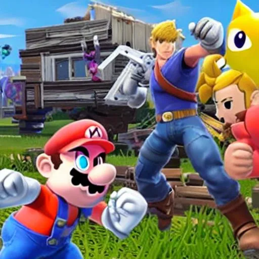 super smash bros in fortnite OpenArt