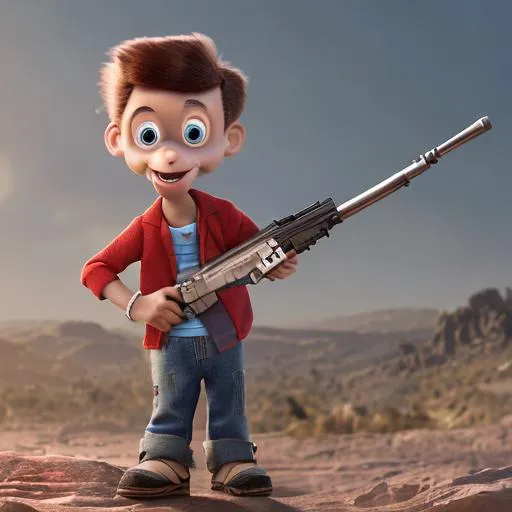 Prompt: sid the science kid holding ak-47