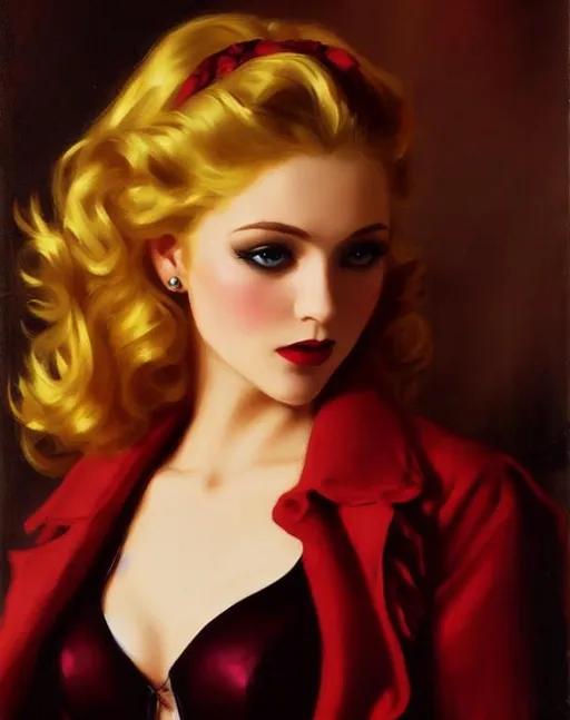 Prompt: Beautiful female toreador from vampire the masquerade, Haddon Hubbard Sundblom, post-impressionist style oil painting, 1930's clothing, 1930's hairstyle, very detailed, photorealistic, UHD