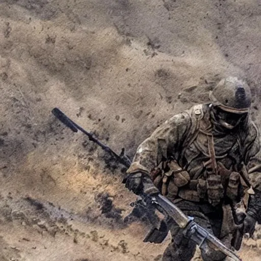 Prompt: Make this an abstract painting

Amidst the battlefield's dust,
A soldier's burden lies,
His family, country, duty,
A weight beyond measure,
Carried upon weary shoulders,
Endured with stoic composure,
For honor, for glory,
For the call of duty.