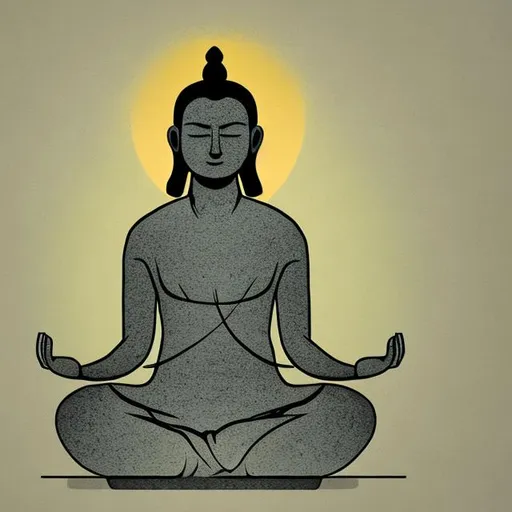 Prompt: 2d illustration of meditating figure
