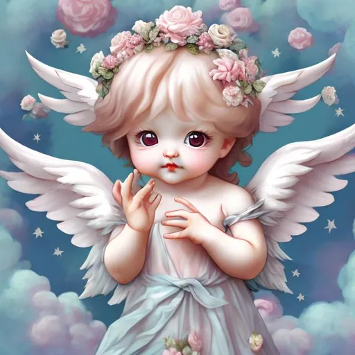 Prompt: Kawaii style cherub 