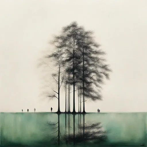 Prompt: minimal arboreal landscape painting by Office Horus
