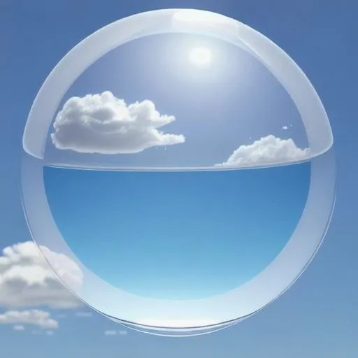 Prompt: A floating transparent translucent vitreous sphere in the sky. photorealistic. Hyperrealistic. 