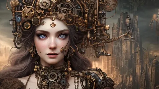 Prompt: beautiful goddess of steampunk hyper realistic extremely detailed dark cinematic UHD