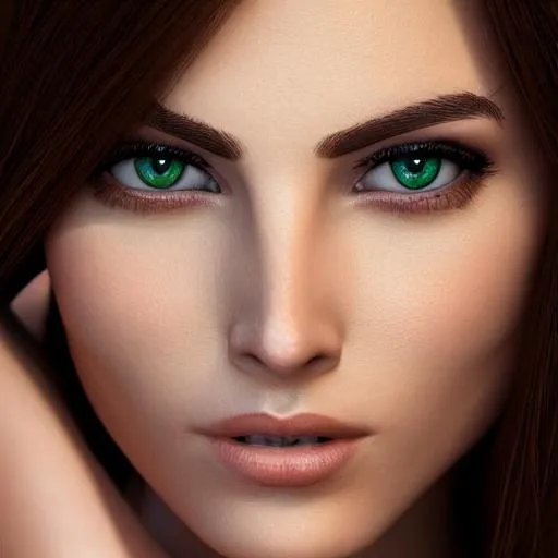 Full Body Of A Beautiful Brown Hair And Green Eyes W