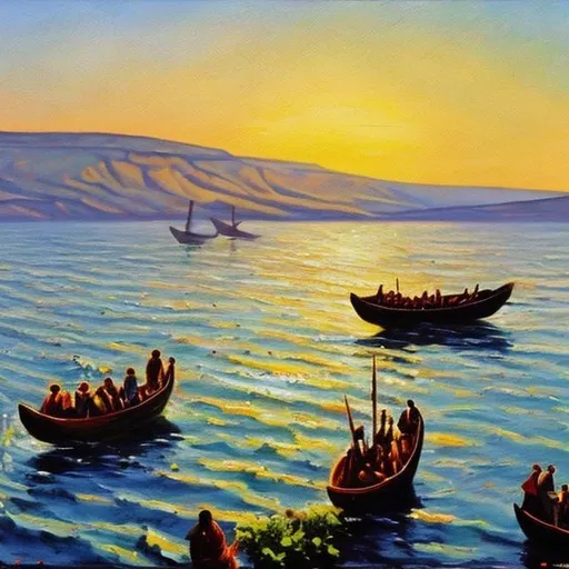 Prompt: The Sea of Galilee, oil painting